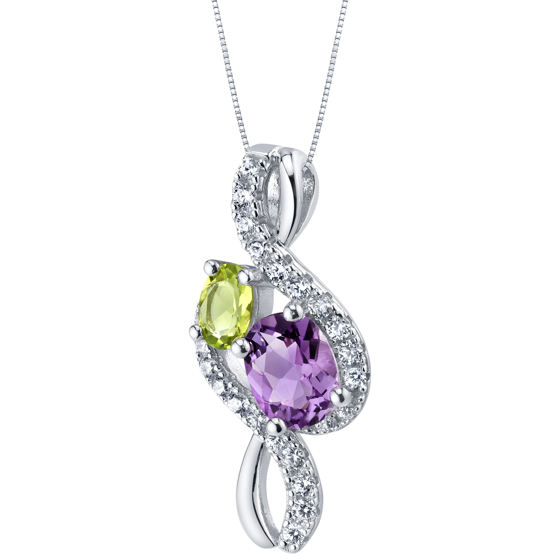 Amethyst and Peridot Sterling Silver Chorus Pendant Necklace | eBay